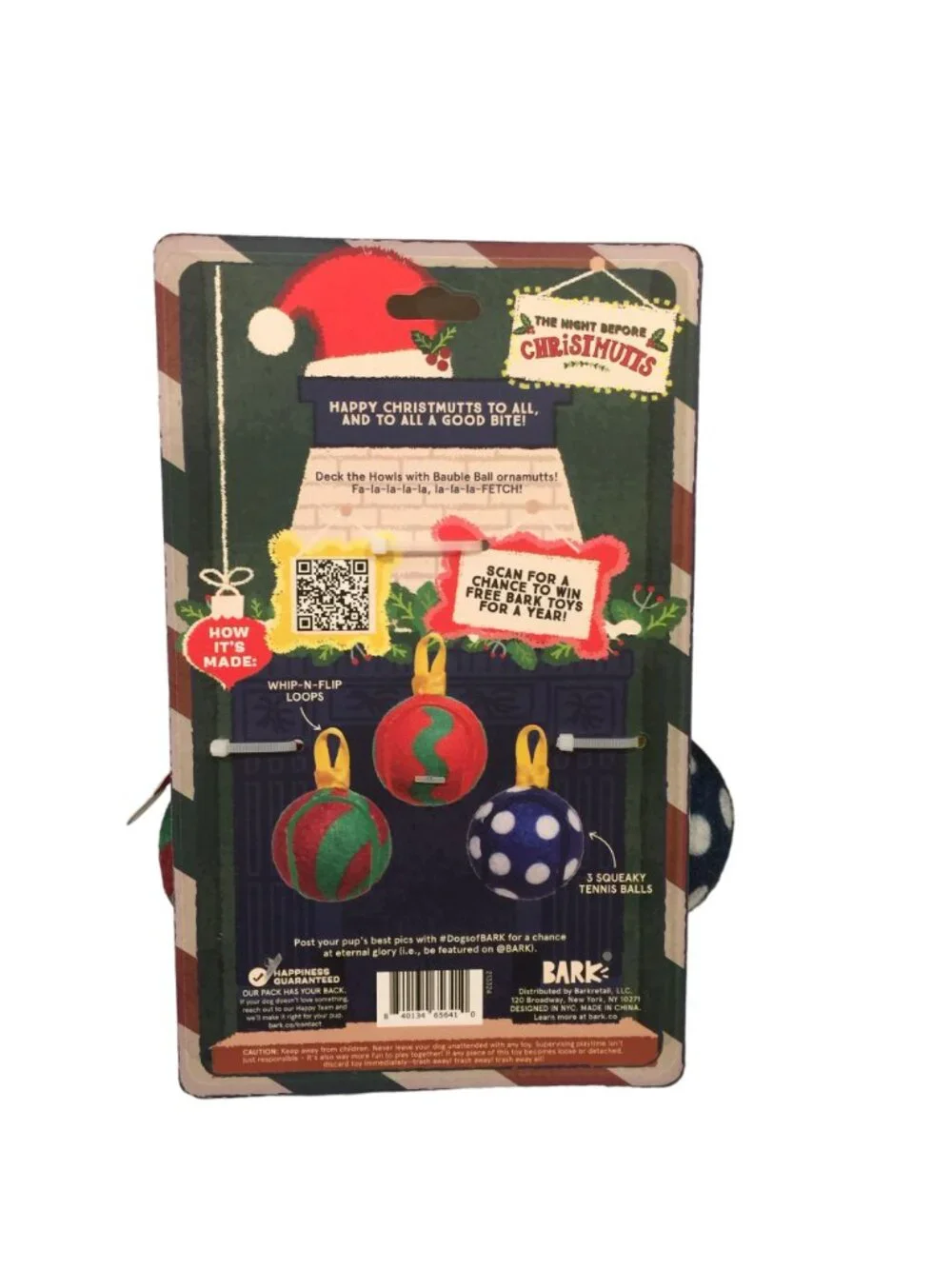 Bark The Night Before Chrismutts Squeaker Bauble Tennis Balls Set of 3